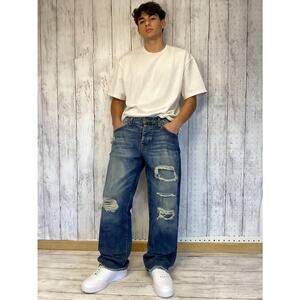 Joe’s Jeans Brixton 34 Distressed Straight Narrow Denim Faded Y2K Grunge Mens